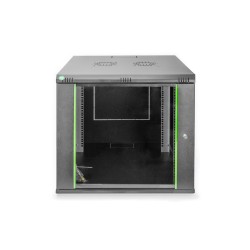 Szafa sieciowa wisząca DYNAmic 19" 9U rack 600x600, drzwi szyba, czarny, niedzielona, złożona, 60kg