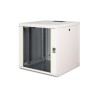 Szafa sieciowa wisząca Unique 19" 12U rack 600x600, drzwi szyba, szary, niedzielona, złożona, 100kg