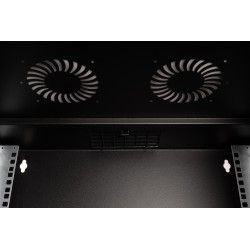 Szafa sieciowa wisząca 19" 12U, SOHO PRO 595 x 540 x 400 mm, drzwi szyba, czarny, niezłożona, 60kg