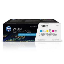 HP 201X – zestaw 3 oryginalnych wkładów z tonerem LaserJet XL, błękitny/purpurowy/żółty