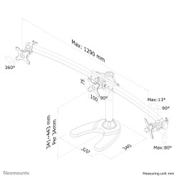Neomounts FPMA-D700DD3 uchwyt / stojak do monitorów 68,6 cm (27") Czarny Biurko