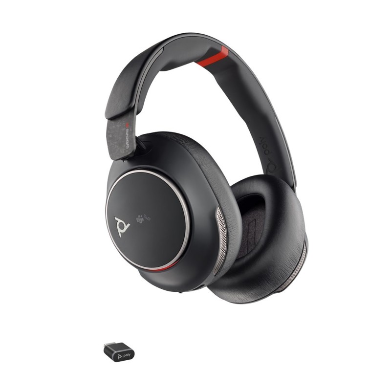 POLY Zestaw słuchawkowy Voyager Surround 85 UC z certyfikatem Microsoft Teams USB-C + przejściówka USB-C/A + podstawka ładująca