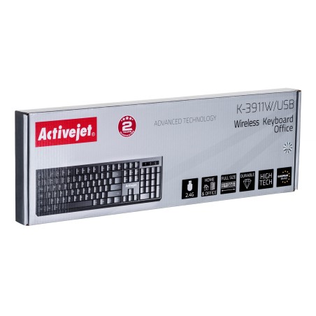 Activejet K-3911W Klawiatura bezprzewodowa, zasilanie baterią 1x 1,5V AAA, czarna