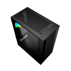 GEMBIRD OBUDOWA FORNAX 4000 MIDI-TOWER (2X USB 3.0, 1X USB 2.0, HD AUDIO, SZKLANY PANEL BOCZNY, PODŚWIETLENIE ARGB) CZARNA