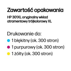 Tusz kolorowy HP 301XL CMY CH564EE