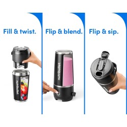 Blender Nutribullet | NBP016B | Osobisty | Materiał słoika Stal nierdzewna | Pojemność słoika 0,59 L | Czarny