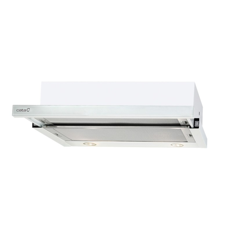 Okap CATA TF 2003 600 GWH Telescopic, klasa C, szer. 60 cm, 390 m3/h, sterowanie mechaniczne, LED, biały szkło