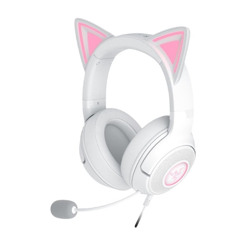 Zestaw słuchawkowy Razer Kraken Kitty V2 przewodowe nauszne z mikrofonem i redukcją szumów biały