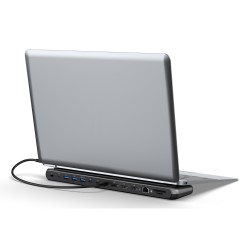Stacja dokująca USB-C 12 portowa, max. 8K/30Hz z HDR, HDMI, DP, max. 3 monitory (MST), USB-C 3.2 Gen2, Gigabit Ethernet,