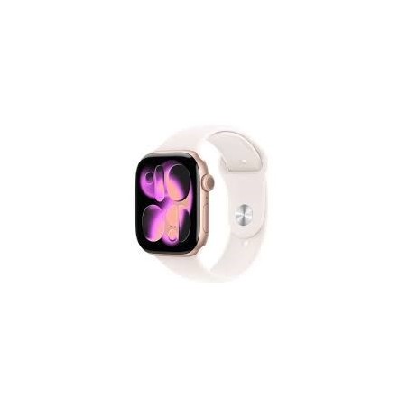 Zegarek Apple Watch Series 11 GPS 46mm Rose Gold Aluminium Case z opaską Light Blush Sport - M/L
