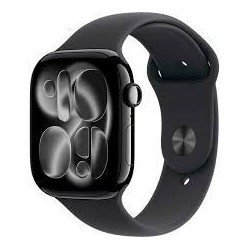 Apple Watch Series 11 GPS 46mm Jet Black Aluminium Case with Black Sport Band - M/L