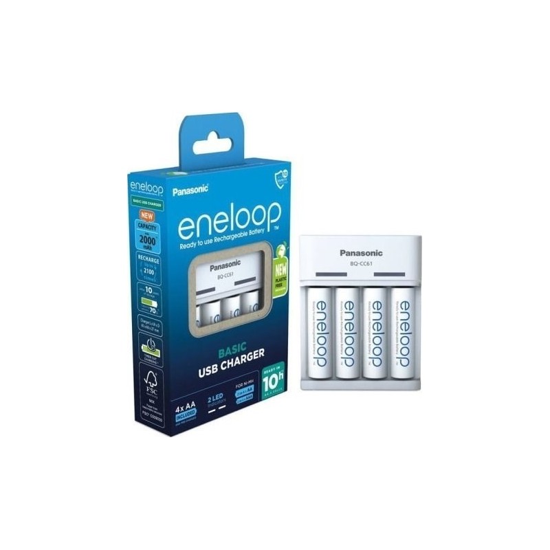 ŁADOWARKA PANASONIC BASIC USB + 4x AA ENELOOP 2000 mAh ŁADOWARKA PANASONIC BASIC USB + 4x AA ENELOOP 2000 mAh