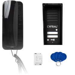 Domofon CYFRAL COSMO 2-lokatorki czarna kaseta czarne unifony