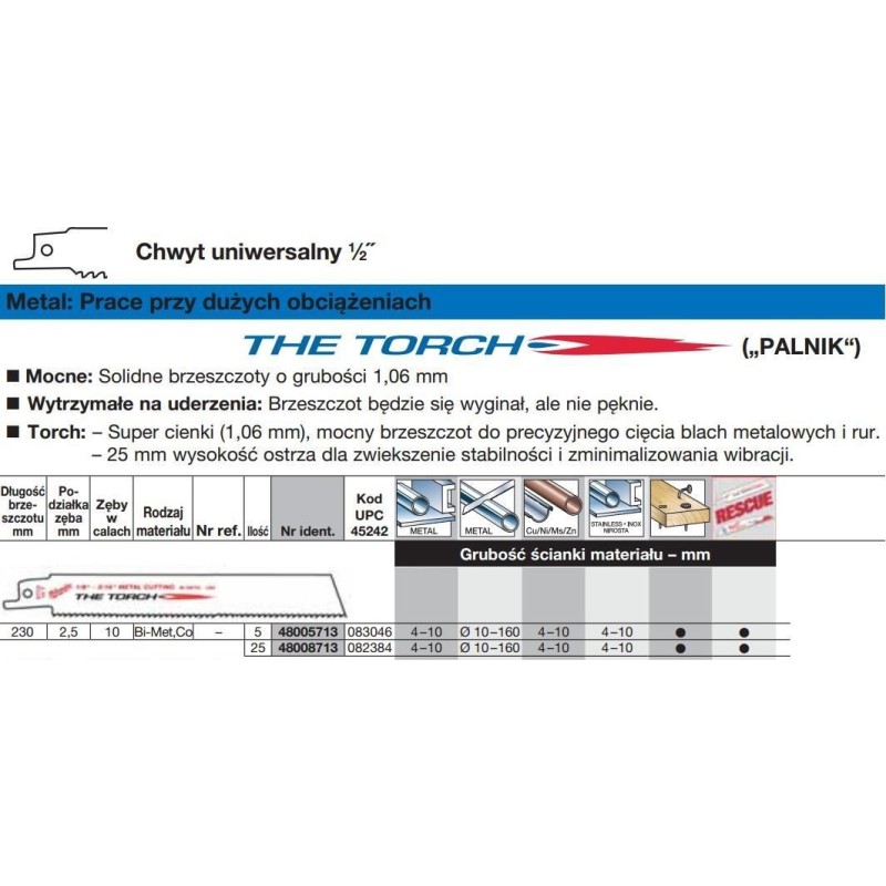 MILWAUKEE BRZE. 230/2,5mm TORCH BIM/5szt (CIENKI) METAL .