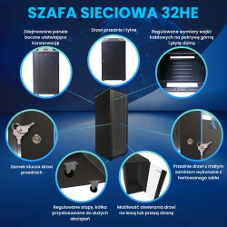 Extralink Szafa rack 32U 800x800 Czarna stojąca