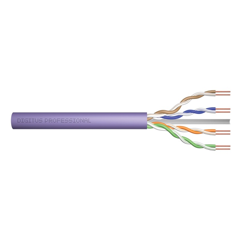 Kabel instalacyjny DIGITUS DK-1616-VH-5 kat.6, U/UTP, B2ca, AWG23/1, LSOH, 500m, fioletowy, szpula