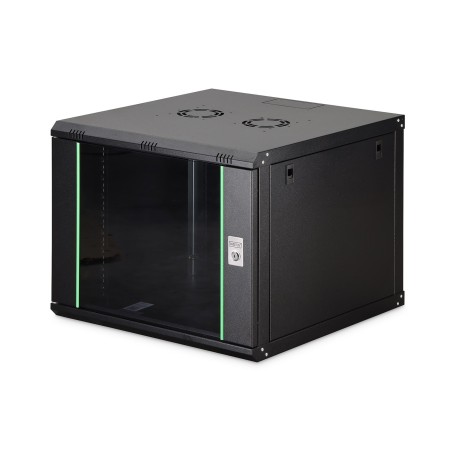 Szafa sieciowa wisząca DYNAmic 19" 9U rack 600x600, drzwi szyba, czarny, niedzielona, złożona, 60kg