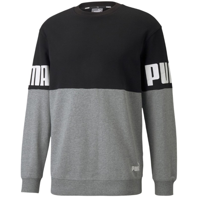 Bluza męska Puma Power Colorblock Crew szaro-czarna 589430 01 S