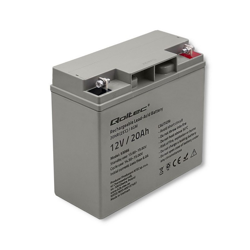 Qoltec 53066 akumulator Ołowiany (VRLA) 12 V 20 Ah Qoltec 53066 akumulator Ołowiany (VRLA) 12 V 20 Ah