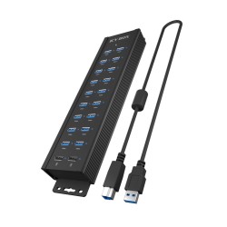 Rajd Sonic - HUB USB 20 w 1 z zasilaczem, przyciskiem włączania/wyłączania i wspornikami montażowymi