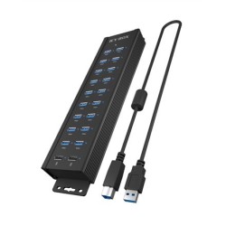 Rajd Sonic - HUB USB 20 w 1 z zasilaczem, przyciskiem włączania/wyłączania i wspornikami montażowymi