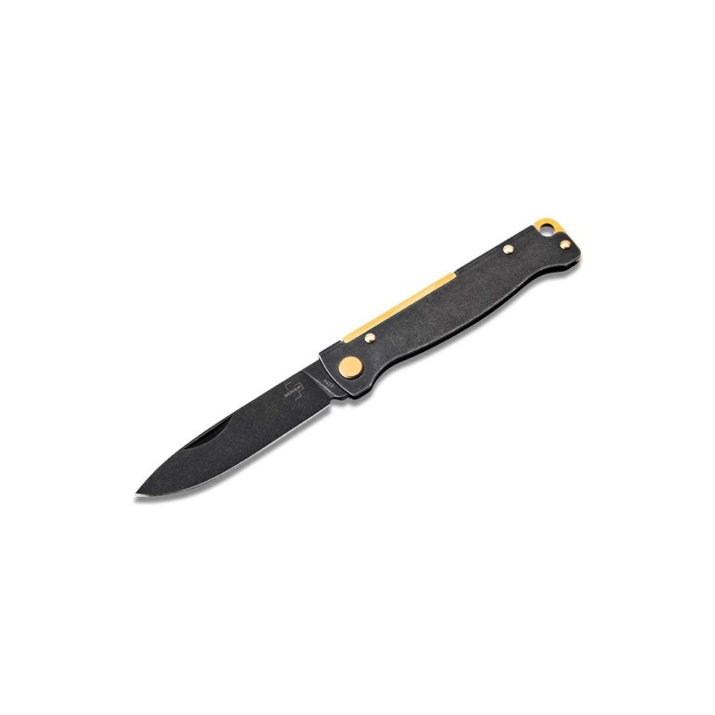 Nóż Böker Plus Atlas Black Stonewash Brass