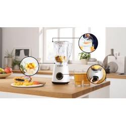 Blender Bosch MMB6141W VitaPower Seria 4 Blat stołu 1200 W Materiał słoika Tritan Pojemność słoika 1,5 L Biały