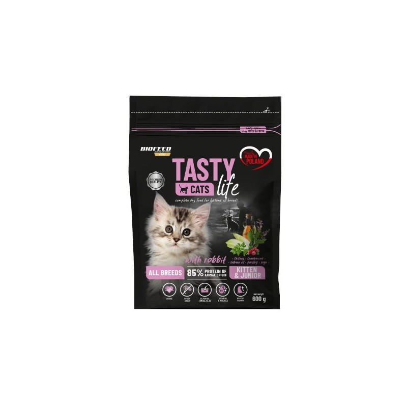 BIOFEED TASTY CATS LIFE KITTEN WITH RABBIT 600G