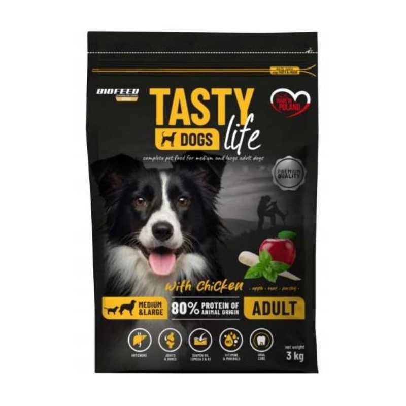 BIOFEED TASTY DOGS LIFE ADULT M&L WITH CHICKEN 3KG