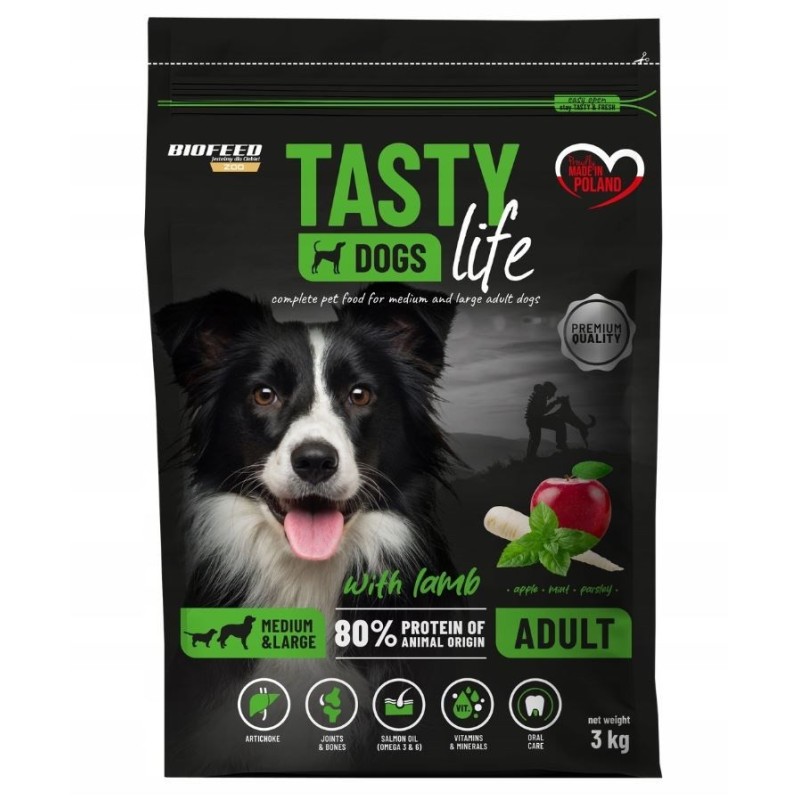 BIOFEED TASTY DOGS LIFE ADULT M&L WITH LAMB 3KG