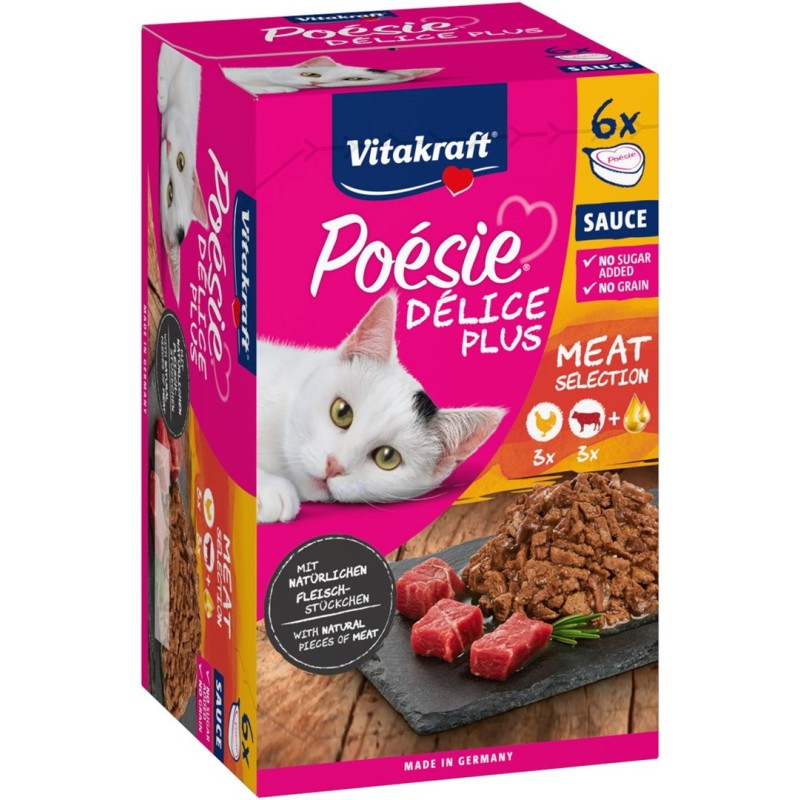 VITAKRAFT Poesie delice PLUS kurczak+wołowina - Przysmak dla kota - 6x85g