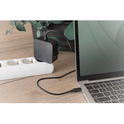 Ładowarka sieciowa zasilacz 1x USB-C PD 3.0 max. 65W zintegrowany kabel 1,2m czarna