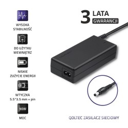 Zasilacz Qoltec 50089.90W do notebooka Samsung (19 V 4,74 A 90W 5.5 mm x 3.5 mm)