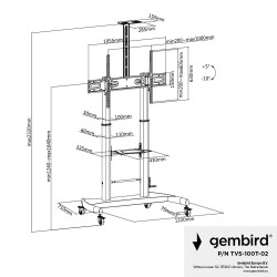 Gembird TVS-100T-02 uchwyt do telewizorów 2,54 m (100")