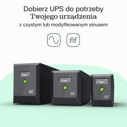 GREEN CELL UPS POWERPROOF 480W/750VA CZYSTA SINUSOIDA