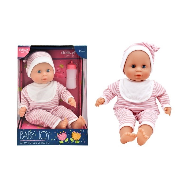 DollsWorld lalka baby Joy 38cm ubr.w paski 78310