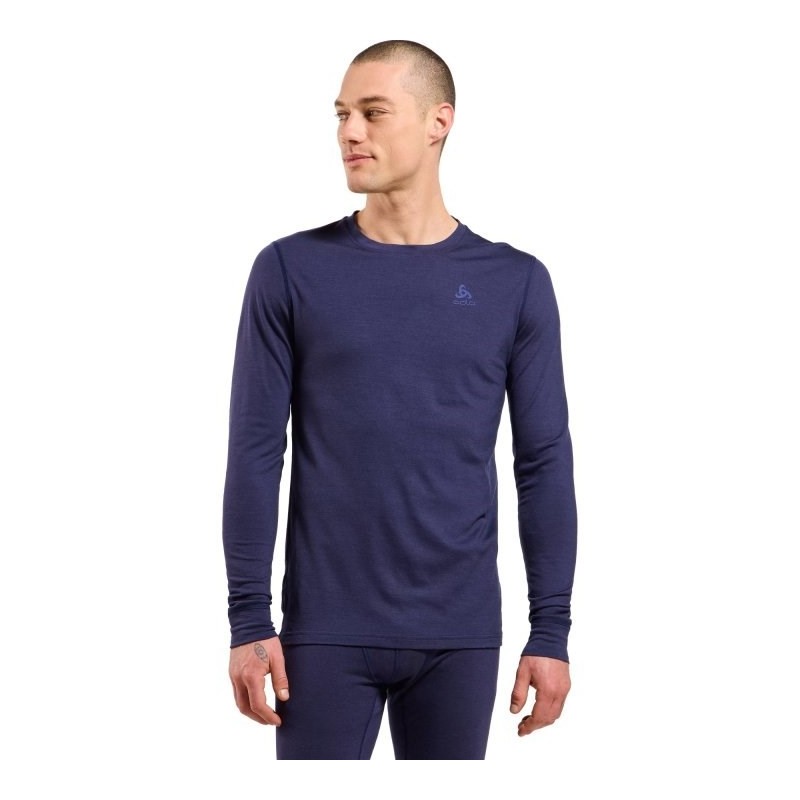 Bielizna termoaktywna z długim rękawem Odlo BL TOP crew neck l/s MERINO 200 roz. M Niebieska Bielizna termoaktywna z długim rękawem Odlo BL TOP crew neck l/s MERINO 200 roz. M Niebieska
