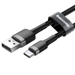 Kabel Baseus Cafule CATKLF-BG1 (USB 2.0 - USB typu C 1m kolor szaro-czarny)