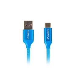 Kabel Lanberg Premium QC 3.0 CA-USBO-22CU-0018-BL (USB 2.0 typu A M - USB typu C M 1,8m kolor niebieski)