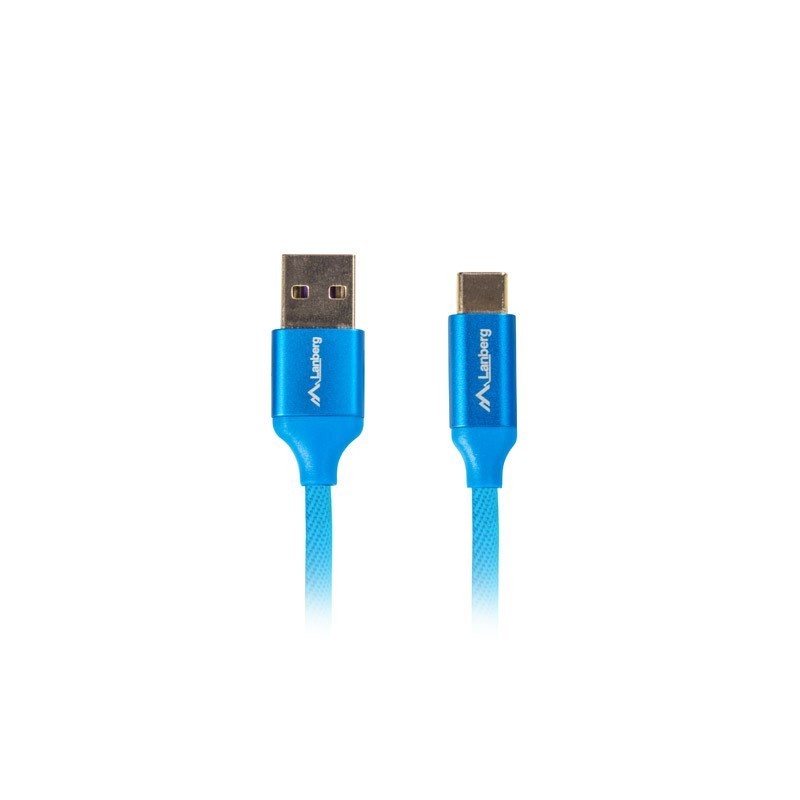 Kabel Lanberg Premium QC 3.0 CA-USBO-22CU-0018-BL (USB 2.0 typu A M - USB typu C M 1,8m kolor niebieski)