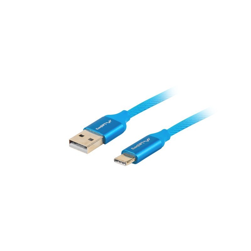 Kabel Lanberg Premium QC 3.0 CA-USBO-22CU-0010-BL (USB 2.0 typu A M - USB typu C M 1m kolor niebieski)