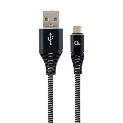 GEMBIRD KABEL PREMIUM MICRO USB 2.0 AM-MBM5P (METALOWE WTYKI,OPLOT) 2M, CZARNY/BIAŁY