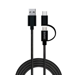 Kabel SAVIO CL-128 (Micro USB typu B, USB typu C - USB 2.0 typu A 1m kolor czarny)