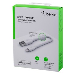 Kabel Belkin BoostCharge Braided Lightning to USB-A Cable 15cm oplot White