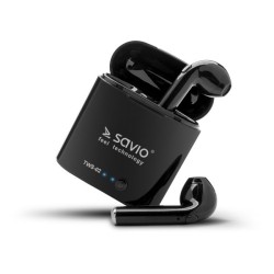 Słuchawki bezprzewodowe SAVIO TWS-02 (douszne bezprzewodowe, Bluetooth z wbudowanym mikrofonem kolor czarny