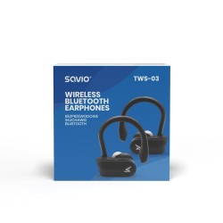 Słuchawki bezprzewodowe SAVIO TWS-03 (bluetooth bezprzewodowe, Bluetooth z wbudowanym mikrofonem kolor czarny