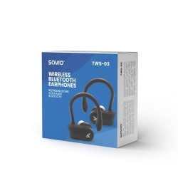 Słuchawki bezprzewodowe SAVIO TWS-03 (bluetooth bezprzewodowe, Bluetooth z wbudowanym mikrofonem kolor czarny