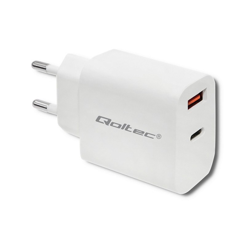 QOLTEC ŁADOWARKA SIECIOWA 18W | 5-12V | 1.5-3A | USB TYP C PD | USB QC 3.0 | BIAŁA QOLTEC ŁADOWARKA SIECIOWA 18W | 5-12V | 1.5-3A | USB TYP C PD | USB QC 3.0 | BIAŁA
