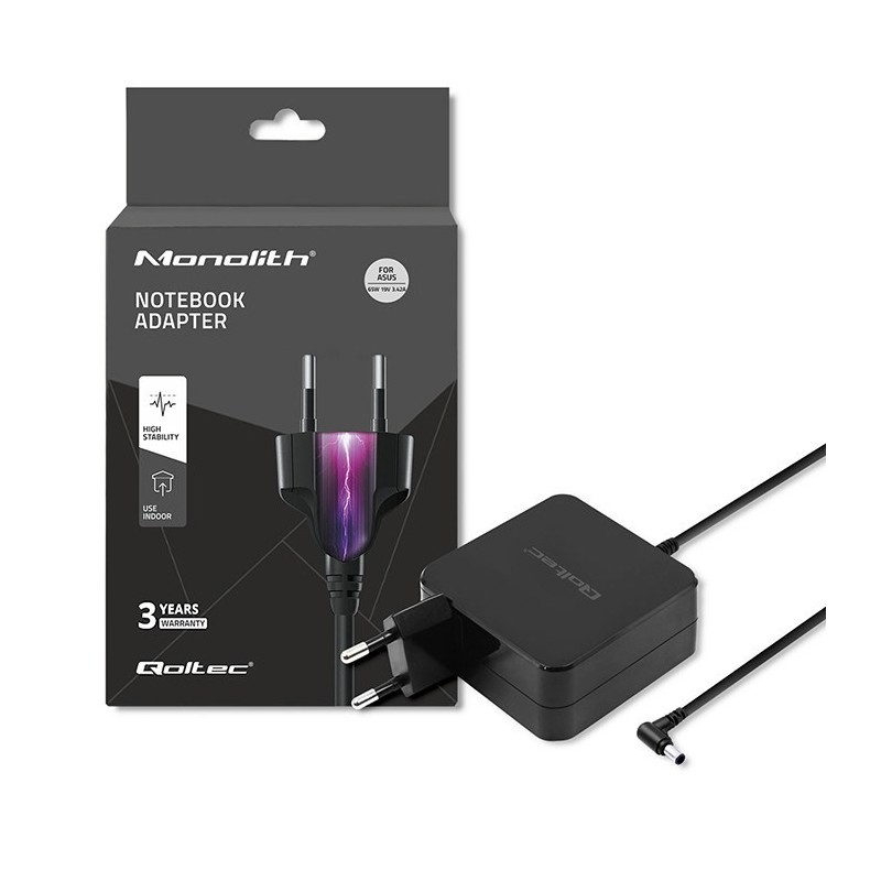 Zasilacz sieciowy Qoltec 51745 do notebooka Asus (19 V 3,42 A 65W 5.5 mm x 2.5 mm)