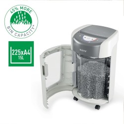 Niszczarka Leitz IQ OptiMax Home Office 225, 15l, P5, 6 kartek, Automatyczny Start/Stop, Funkcja cofania, Obrotowy pojemnik -